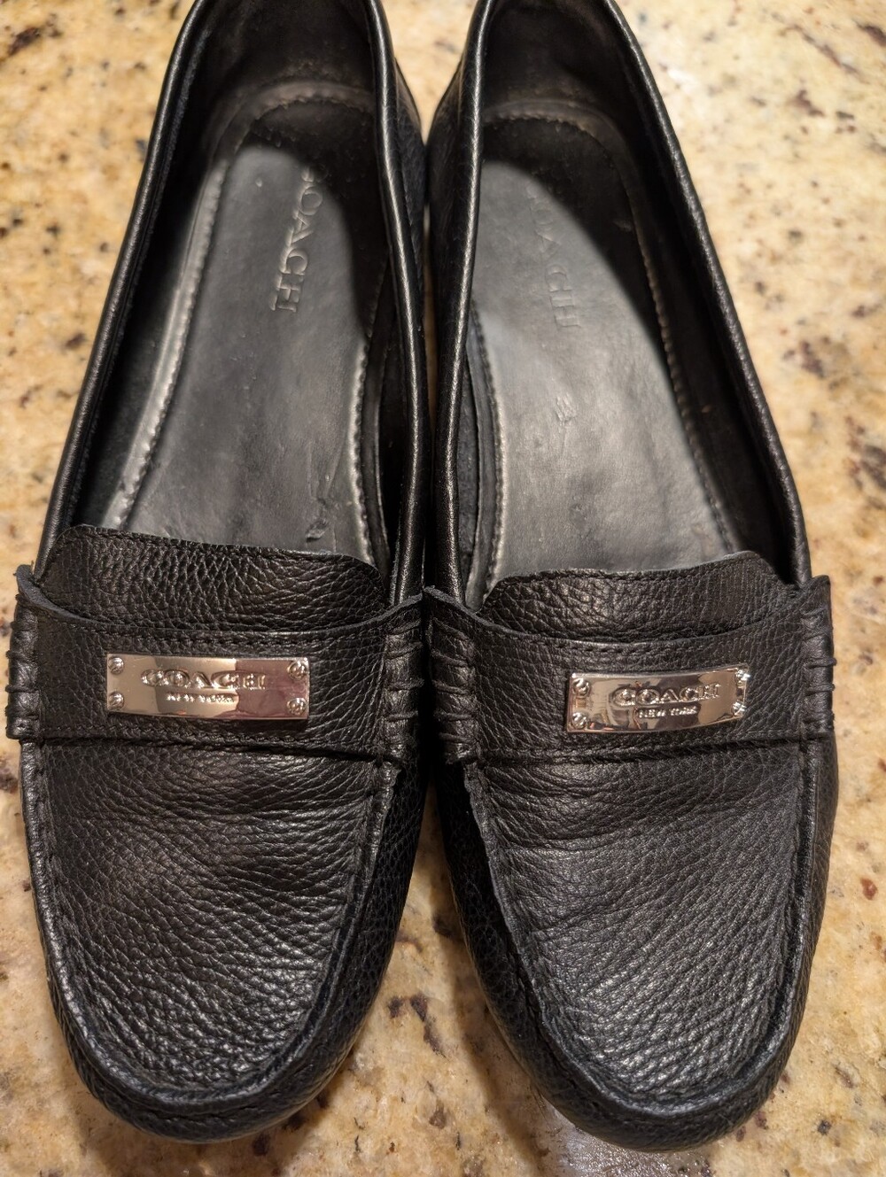 Coach Black Pebbled Leather Fredrica Loafers Flats Shoes Sz 10